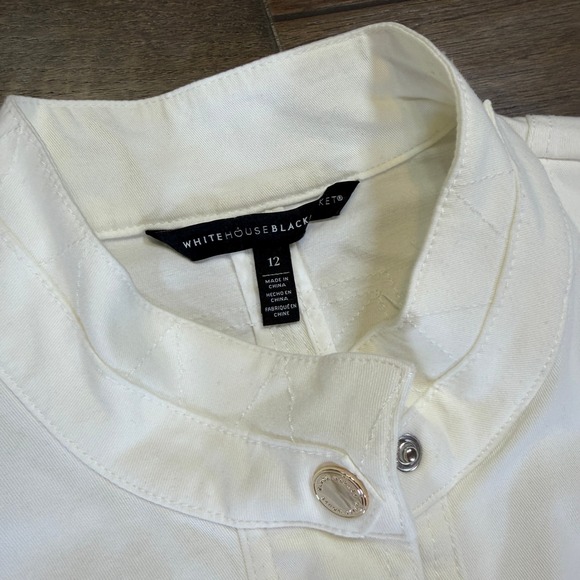 WHITE HOUSE BLACK MARKET‎ Short Sleeve Utility Jacket Cream Gold Button Size 12 - Picture 3 of 9